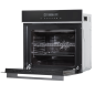 Baridi 60cm Built-In Fan Assisted, Single, Integrated 10 Function Electric Oven, Touchscreen Controls, 72L Capacity, Black/Stain