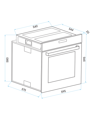 Baridi Four électrique intégré 60 cm avec ventilateur intégré, simple, 10 fonctions, commandes à écran tactile, capacité 72 L, n