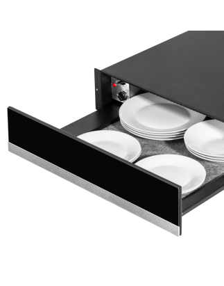 Baridi 60cm Built-In Warming Drawer, Push-to-Open, Anti-Slip Mat, Black/Stainless Steel