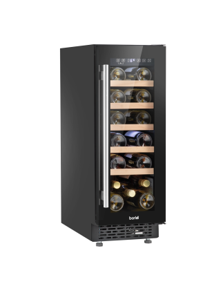 Baridi 20 Bottle Slim 30cm Built-In Wine Cooler, Touchscreen Controls, Black