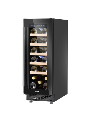 Baridi 20 Bottle Slim 30cm Built-In Wine Cooler, Touchscreen Controls, Black