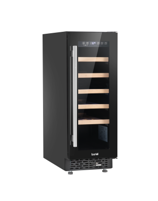 Baridi 20 Bottle Slim 30cm Built-In Wine Cooler, Touchscreen Controls, Black