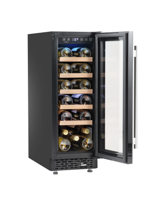 Baridi 20 Bottle Slim 30cm Built-In Wine Cooler, Touchscreen Controls, Black