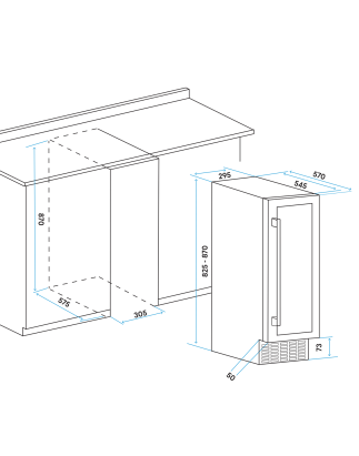 Baridi Refroidisseur à vin encastrable Slim 30 cm pour 20 bouteilles, commandes à écran tactile, noir