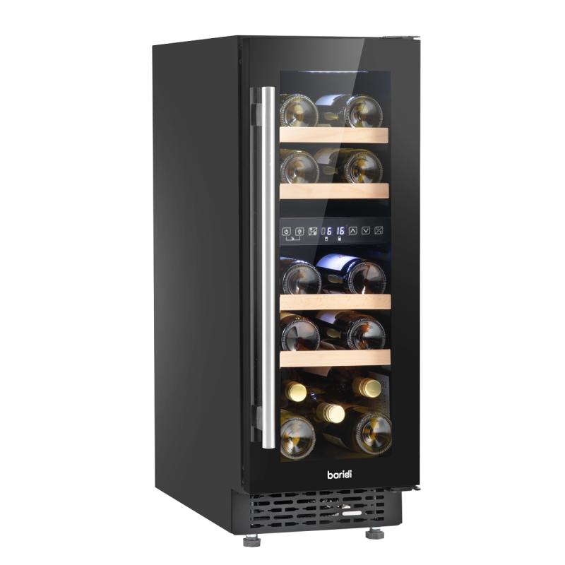 Baridi 17 Bottle Dual Zone Slim 30cm Wine Cooler, Touch Screen, Black