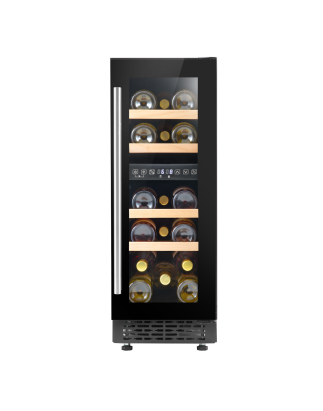 Baridi 17 Bottle Dual Zone Slim 30cm Wine Cooler, Touch Screen, Black