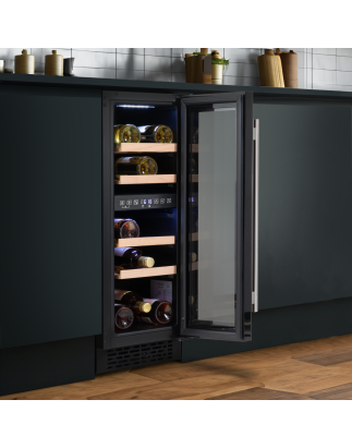 Baridi 17 Bottle Dual Zone Slim 30cm Wine Cooler, Touch Screen, Black