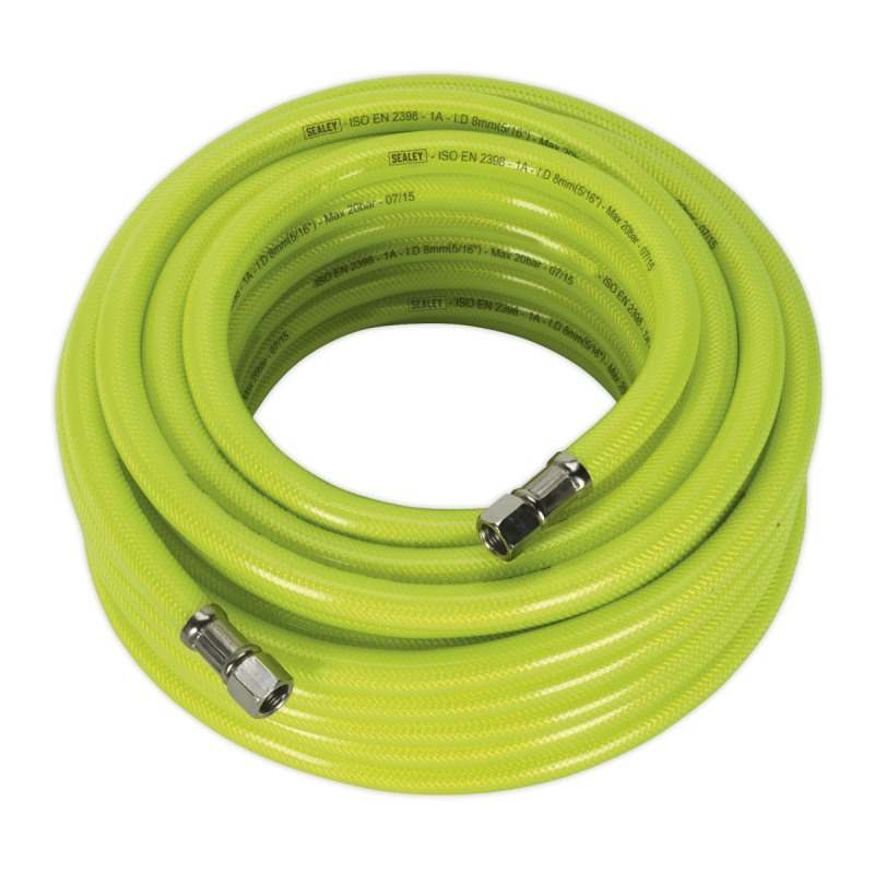 High-Visibility Air Hose with 1/4"BSP Unions 15m x 8mm