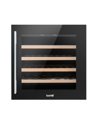 Baridi 60cm Built-In 36 Bottle Wine Cooler with Beech Wood Shelves and Internal LED Light, Black