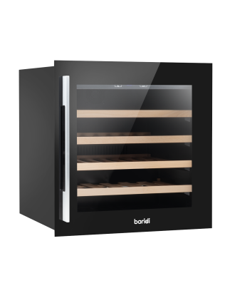 Baridi 60cm Built-In 36 Bottle Wine Cooler with Beech Wood Shelves and Internal LED Light, Black