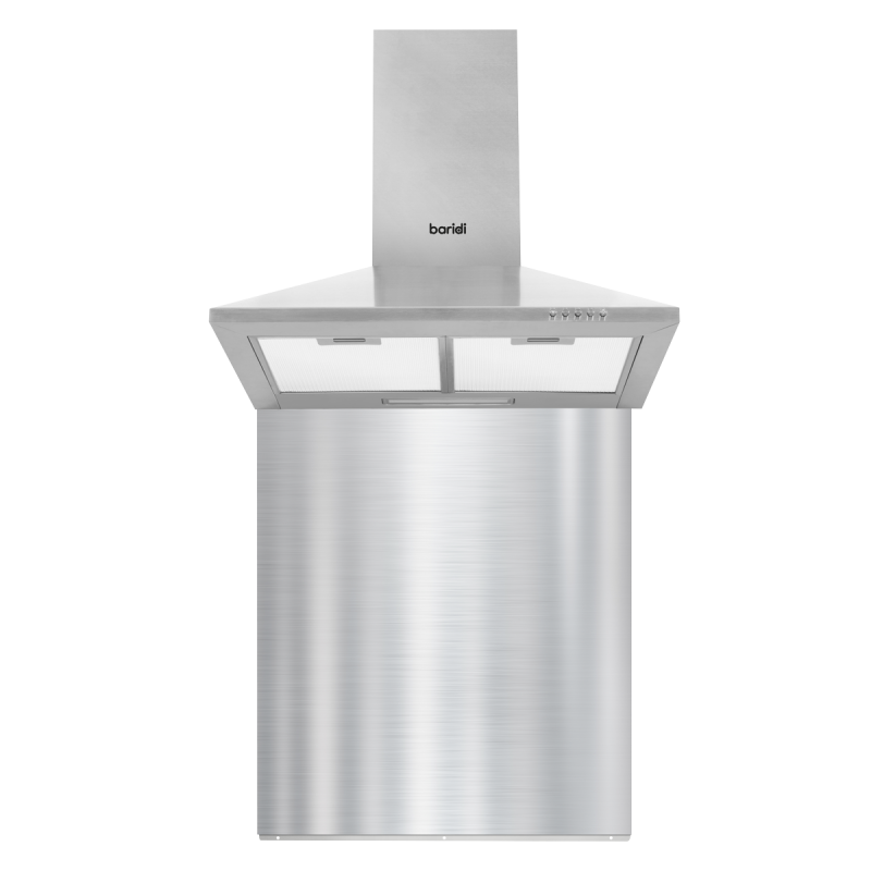 Baridi 60cm Chimney Style Cooker Hood with Carbon Filters & Splashback, Stainless Steel