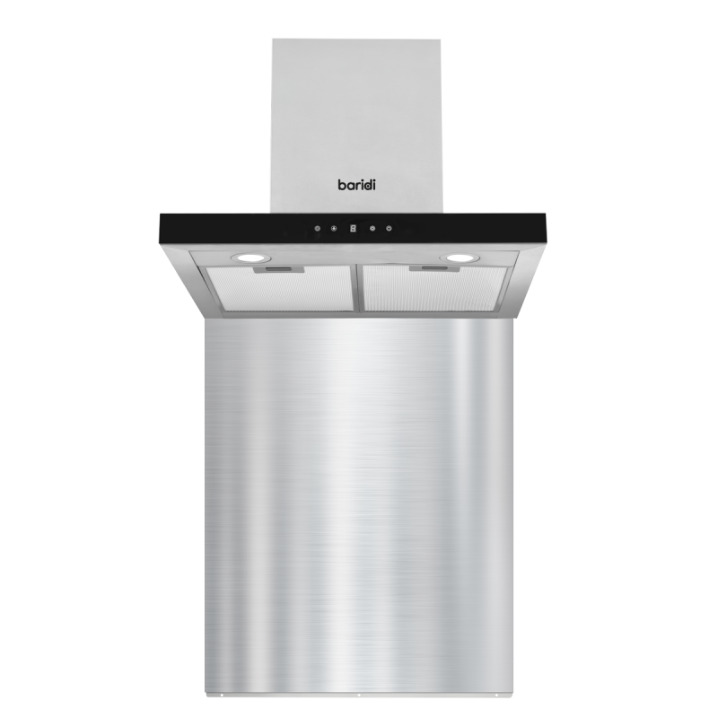 Baridi 60cm T Shape Chimney Cooker Hood with Carbon Filters & Splashback, Stainless Steel