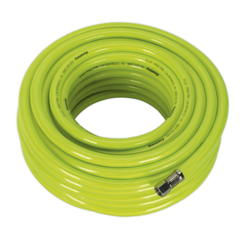 Tuyau d'air haute visibilité avec raccords BSP 1/4" 20 m x 8 mm