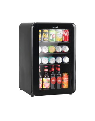 Baridi 70L Under Counter Drinks/Beer & Wine Cooler Fridge, Retro Style, Black