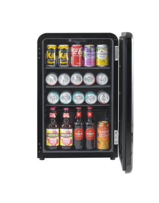 Baridi 70L Under Counter Drinks/Beer & Wine Cooler Fridge, Retro Style, Black