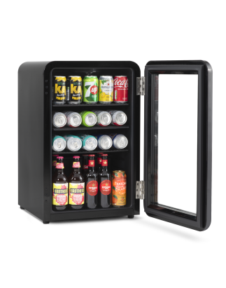 Baridi 70L Under Counter Drinks/Beer & Wine Cooler Fridge, Retro Style, Black