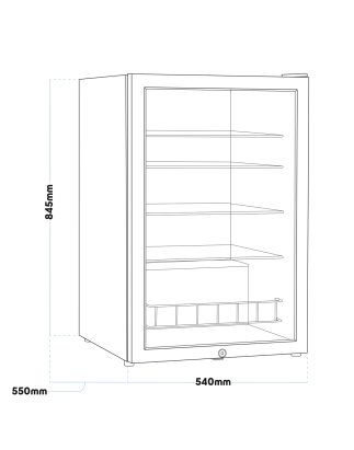 Baridi 115L Under Counter Beer, Drinks & Wine Fridge, Lock, LED Light