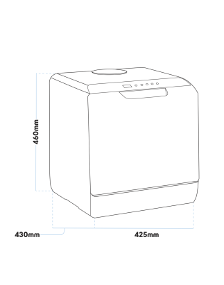 Baridi 2-4 Place Settings Mini Portable Tabletop Dishwasher, 5 Wash Functions