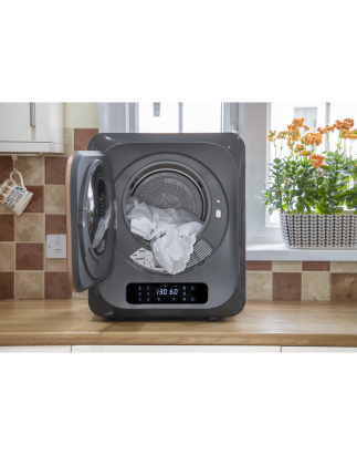 Baridi Petit sèche-linge portable, 2,5 kg, ventilé, parfait pour une utilisation sur un comptoir ou au mur avec commandes numéri