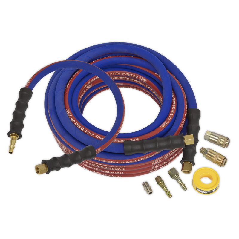 Extra-Heavy-Duty Air Hose Kit with Connectors 15m x 10mm