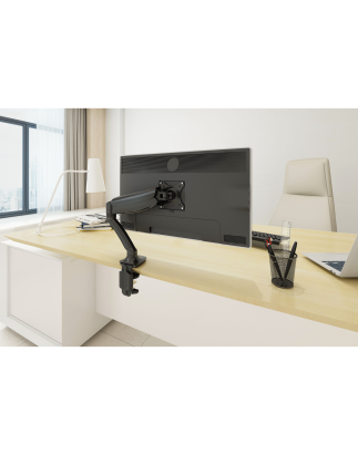 Dellonda Single Monitor Mount Arm, 9kg Load Capacity, 10-27" Screens - Black