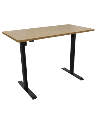 Dellonda Oak Electric Height Adjustable Standing Desk, Office Quiet & Fast 1400 x 700mm