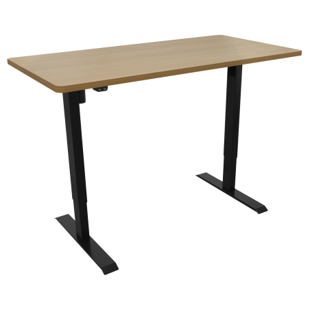 Dellonda Oak Electric Height Adjustable Standing Desk, Office Quiet & Fast 1400 x 700mm