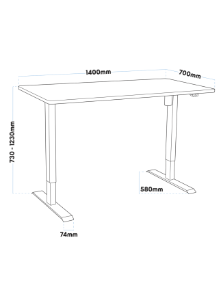 Bureau debout réglable en hauteur électrique en chêne Dellonda, bureau silencieux et rapide 1400 x 700 mm