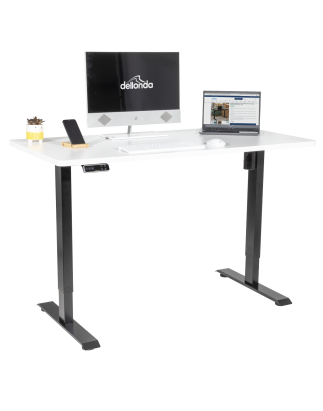 Dellonda White Electric Height Adjustable Standing Desk with Memory, Quiet, 1400x700mm