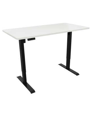 Dellonda White Electric Height Adjustable Standing Desk with Memory, Quiet, 1400x700mm