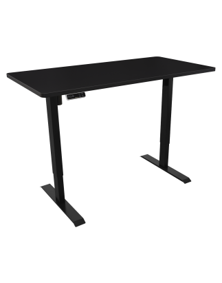 Dellonda Black Electric Height Adjustable Standing Desk with Memory, Quiet, 1400x700mm