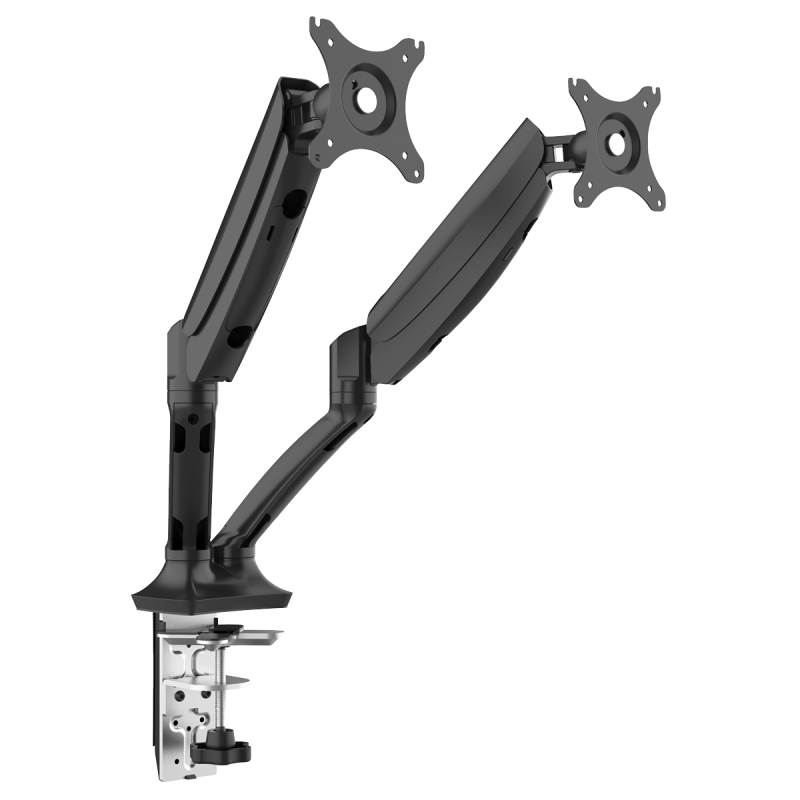 Dellonda Double Monitor Arms, 9kg Load Capacity, 10-27" Screens - Black