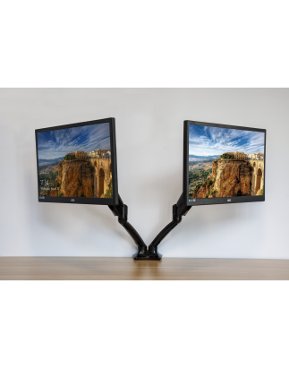 Dellonda Double Monitor Arms, 9kg Load Capacity, 10-27" Screens - Black