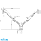 Bras pour écran double Dellonda, capacité de charge de 9 kg, écrans de 17 à 32 pouces - Blanc