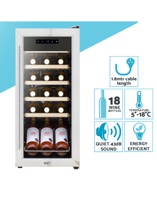 Baridi 18 Bottle Wine Fridge Cooler & Touch Control, LED Light, Stainless Steel