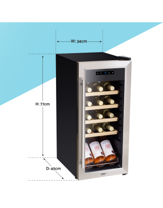 Baridi 18 Bottle Wine Fridge Cooler & Touch Control, LED Light, Stainless Steel