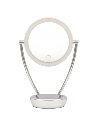 Dellonda 7.5" Double-Sided LED Vanity Mirror, Touch Dimmable, Battery Operated