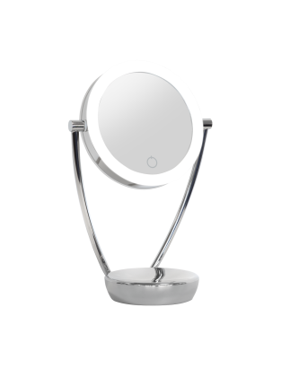 Dellonda 7.5" Double-Sided LED Vanity Mirror, Touch Dimmable, Battery Operated