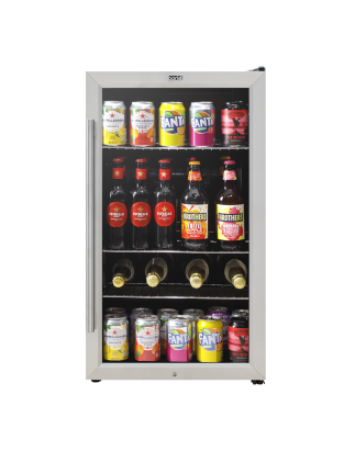 Baridi Under Counter Wine/Drink/Beverage Cooler/Fridge, Built-In Thermostat, Energy Class E, 85 Litre - Stainless Steel