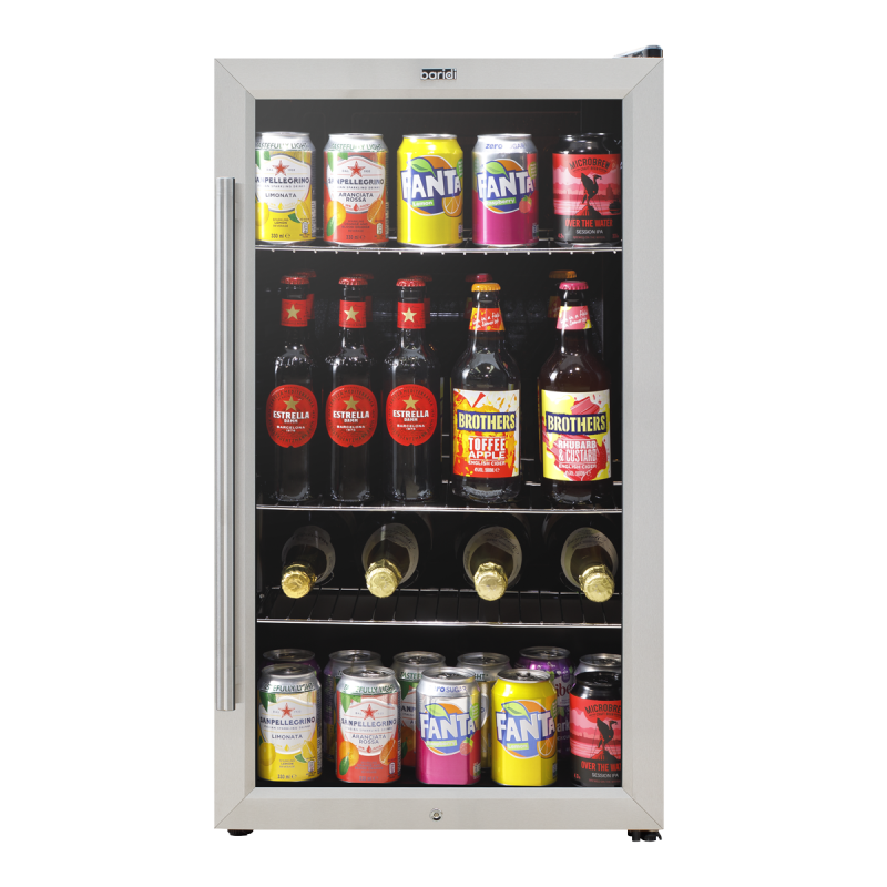 Baridi Refroidisseur de vin/boisson/boissons sous comptoir, thermostat intégré, classe énergétique E, 85 litres – Acier inoxydab