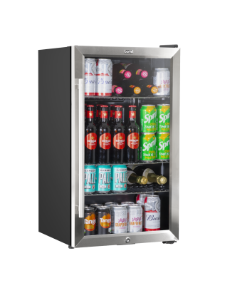 Baridi Under Counter Wine/Drink/Beverage Cooler/Fridge, Built-In Thermostat, Energy Class E, 85 Litre - Stainless Steel