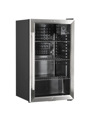 Baridi Under Counter Wine/Drink/Beverage Cooler/Fridge, Built-In Thermostat, Energy Class E, 85 Litre - Stainless Steel