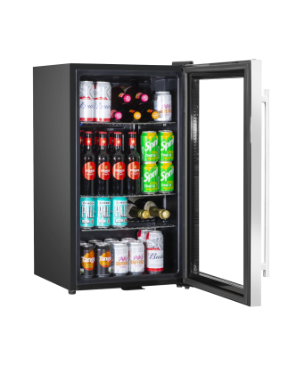 Baridi Under Counter Wine/Drink/Beverage Cooler/Fridge, Built-In Thermostat, Energy Class E, 85 Litre - Stainless Steel