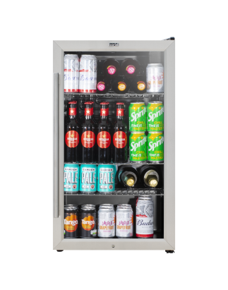 Baridi Under Counter Wine/Drink/Beverage Cooler/Fridge, Built-In Thermostat, Energy Class E, 85 Litre - Stainless Steel