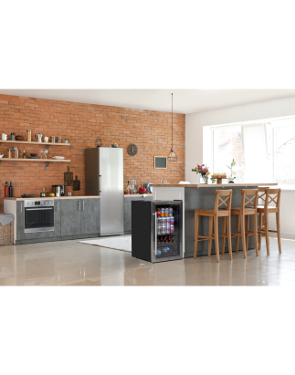 Baridi Under Counter Wine/Drink/Beverage Cooler/Fridge, Built-In Thermostat, Energy Class E, 85 Litre - Stainless Steel