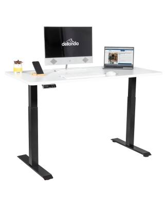 Dellonda White Electric Height Adjustable Standing Desk, 1400 x 700mm Dual Motor 100kg