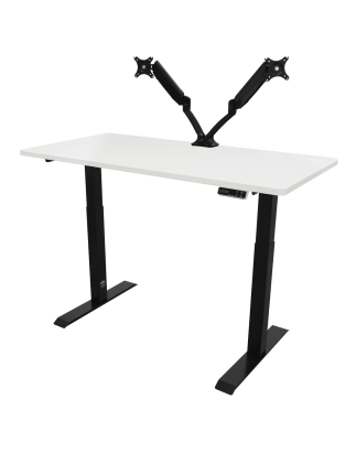 Dellonda White Electric Height Adjustable Standing Desk, 1400 x 700mm Dual Motor 100kg