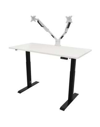 Dellonda White Electric Height Adjustable Standing Desk, 1400 x 700mm Dual Motor 100kg