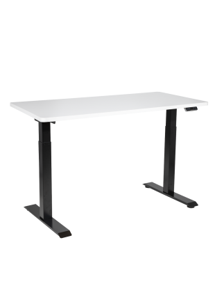 Bureau debout électrique réglable en hauteur Dellonda blanc, 1400 x 700 mm, double moteur, 100 kg