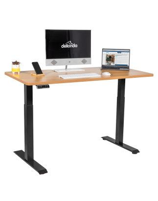 Dellonda Oak Electric Height Adjustable Standing Desk, 1400 x 700mm Dual Motor 100kg